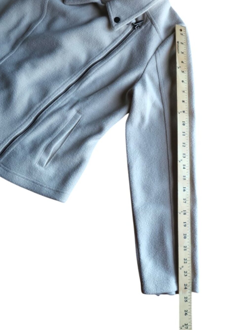 Matty M Soft Moto Jacket Cream Beige Zip Front Size L Minimalist Clean Girl EUC - Picture 7 of 11